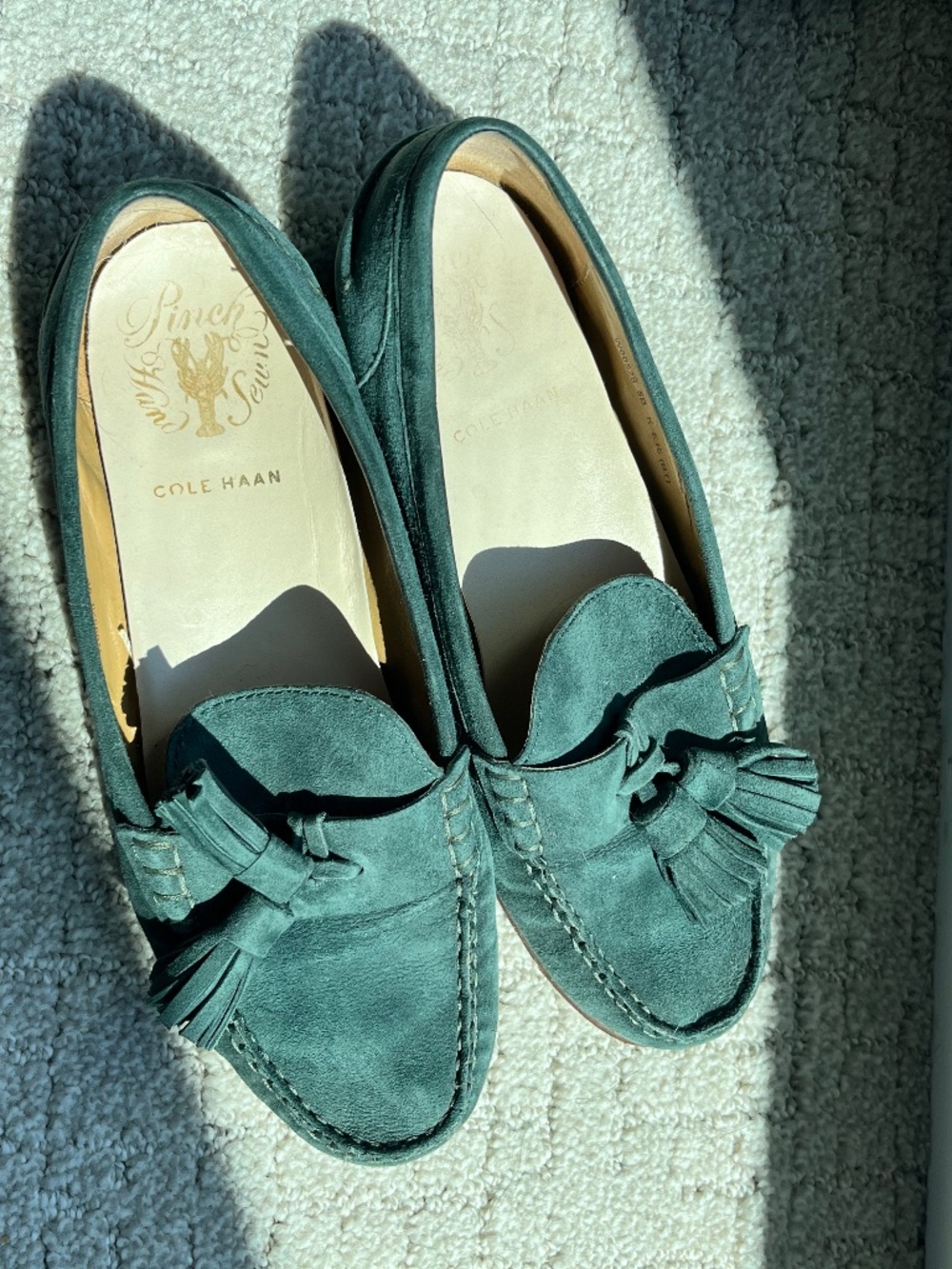 Cole Haan Green Suede Tassel Loafers 5B